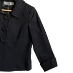Tahari Arthur S Levine Black Cuffed 3/4 Sleeve Bow Button Blazer Jacket Size 2 Photo 2