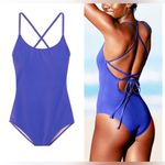 Victoria's Secret PINK Victoria’s Secret Blue/purple one piece lace up Photo 5