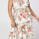 Lane Bryant  Dress Halter Cross Neck Tiered Maxi Tropical Palm NWT Plus Sze 18/20 Photo 0