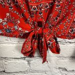 Altar'd State Altar’d State Mackenzie Red Bandana Print Tie Front Bell Sleeve Cropped Shirt S Photo 6