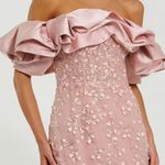 Mac Duggal 21003 Pink Beaded Mermaid Gown With Off The Shoulder Ruffle Photo 3