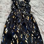 Tahari  Arthur S. Levine geometric black structured exposed zipper dress, size 6 Photo 12