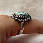 Turquoise Natural Gemstone Silver Ring Size Photo 5