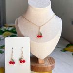 Cherry Earrings, Pearl Charm Dainty, Cute, Coquette, Cottagecore, Retro, Casual Red Photo 4