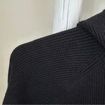 Michael Kors MICHAEL Black Ribbed Hoodie Sweater w Gold Accents Size Large Photo 8