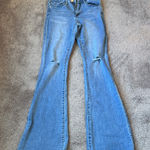 Ymi  Blue Distressed Frayed Hem Flare Jeans SIZE 5/27 Photo 0
