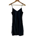 Victoria's Secret Sexy Slip Mini Dress Sz S Black Satin Lace Up Cutout Lingerie Photo 1