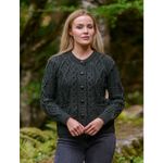 The Irish Store Aran Woollen Mills Charcoal Irish Cable Merino Wool Cardigan Gray Size L Photo 11