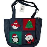 NWT D'Margeaux Blue Denim Tote Bag with Holiday/Christmas Applique Patches Photo 0