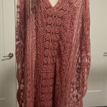 Indigo Blue 2 Piece  Lace Kaftan Dress in Dusty Rose Photo 0