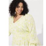 Torrid  White Neon Green Washable Gauze Long Sleeve Skater Dress Size 3X‎ Photo 2