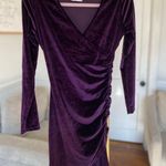 Purple Velvet Mini Dress Long Sleeve Ruched Quiet Luxury S W L A Photo 0