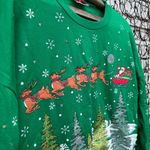 Vintage 90s Nutcracker Santa Scene Green Ugly Christmas Sweatshirt Size M Photo 2