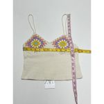 ZARA Crochet Granny Square Ribbed Crop Tank Top Cream Purple Size Medium Large Photo 4