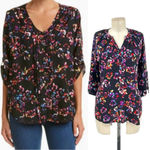 Yumi Kim Yumi Top In Black Floral Print Silk Size XS Photo 1
