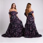 Jovani  40331 | Off the Shoulder Floral Navy Gown | Ruffles | Women’s 6 Photo 1
