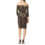 Trina Turk Metallic Jacquard Off-the-Shoulder Sumire Dress Size 4 – Black & Gold Photo 2