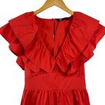 ZARA NWT Womens Red Ruffle Mini Dress Blogger Favorite Small 1971/154/649 Photo 2