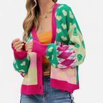 Davi & Dani Colorful Patterned Women's Sweater Dopamine Slouchy Oversized Large Print Bright Photo 3