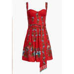 Farm Rio New Sweet Bloom Bouquet Linen Blend Minidress Red Beaded Belt Medium Photo 3