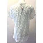 Johnny Was Eyelet Floral Cut Out Shortsleeve Top Blouse Size S Photo 2