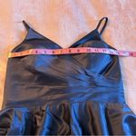 NWOT Pomuyoo navy blue satin spaghetti strap prom dress size 0 lace up back Photo 6