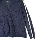 EXPRESS Tops Womens XL Navy Blue Cotton Eyelet V Neck Cottagecore Boho Feminine Photo 8