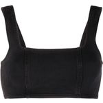 Good American Black Compression Denim Sports Bra Photo 1