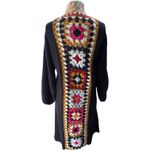 Anthropologie Square Crochet-Trimmed Sweater Duster Kimono Granny Long Blue OS Photo 3