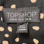 Topshop Polka Dot Midi Dress US 12 Black Beige V-Neck Long Sleeve Button Front Photo 4