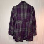 Guess  Womens Vintage Double Breasted Purple Plaid Jacket Button Wool Blend Large Photo 2