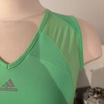  Women's Neon Green Sleeveless Sporty Top with grey adidas logo size S Photo 5