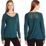 Lucky Brand  Sea Moss Lace Mixed Thermal Top $68 EUC M Photo 8