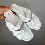 275 Central White Knotted Slide Sandals Made in Italy Leather Flats Women Size 7 Photo 0