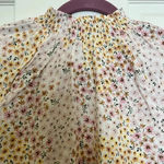 Cotton On Women’s pink yellow Floral High Smocked Neckline Top Blouse Photo 6