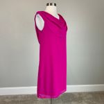Vince Camuto Pink Chiffon Mini Cocktail Dress Size 4 Cut Out Back Shift Photo 2
