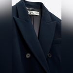 ZARA  Bloggers Fav Navy Blue Tailored Double Breasted Lapel Collar Blazer Zs S Photo 9