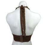 Edikted  Brown y2k Sleeveless V-Neck Halter Tie Cinched Corset Crop Tank Top Sz S Photo 3