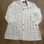 Chico's Travelers Collection White Textured Button Up Shirt Women's Size 2 EUC Photo 0