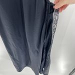 Anthropologie Satin Lace Midi Slip Dress Sleeveless Leg Slit Navy Blue Size XS Photo 3