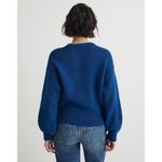 Madewell Simone Blue Balloon Sleeve Crewneck Pullover Sweater Size XXS Photo 2