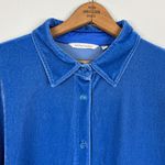 Soft Surroundings Shirt Womens L Blue Velvet Velour Boyfriend Button Front Tunic Photo 4