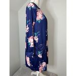 NEW! Women’s Dark Purple Floral Open Front Kimono Robe Size MEDIUM Photo 2