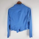 H by Halston  Moto Jacket Zip Up Buttons Blue Long Sleeve Size 12 Photo 4