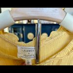 Yellow Flower Embroidered Cap Sleeve w/Ruffles Blouse Size L Photo 3