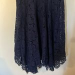 Isaac Mizrahi Navy Blue Floral Lace Handkerchief Hem Midi Dress Sz XXS Photo 6