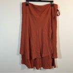 For Days Women's Midi Layered Wrap Skirt Burnt Rustic Orange Viscose Small Photo 1