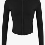 Black athletic Sports Zip Up Cropped Jacket Size Medium Photo 2