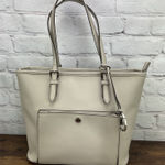 Michael Kors  Ecru Cream Leather Jet Set Large Snap Pocket Tote Bag Photo 0