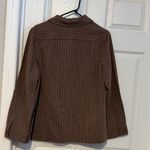 cj banks  Brown striped collared long sleeve button down shirt top Euc 1X Photo 3